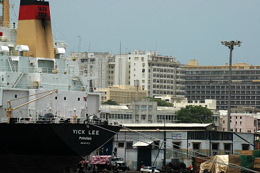A ship at the port in Dakar.