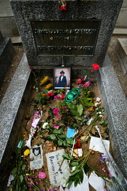 Jim Morrison's grave at Pere Lachaise graveyard.