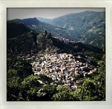 A view over the town of Ulassai and it's surrounding landscape.