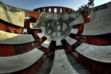 The Yantra Mandir, one of the observational instruments built at the Delhi Jantar Mantar (observatory). The Dehli complex was one of five built by Maharaja Jai Singh II of Jaipur, from 1724 onwards in...