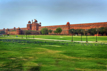 The Red Fort (Lal-Qila) built between 1639 and 1648 by Shah Jahan after he transferred his capital from Agra to Delhi.