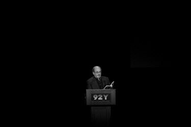 British writer Salman Rushdie reads to the audience at the Pen World Voices Festival of International Literature in New York.