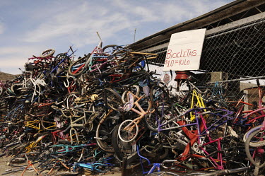 Bicycles for sale at a scrap yard in Ciudad Juarez.