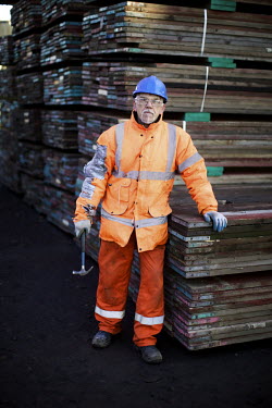 Kenneth Fox in the Fife yard from where materials are moved offsite by road transport, by the 125 year old Forth Rail Bridge which spans the river Forth near Edinburgh. Network Rail, the operator of t...