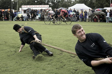 Local teams compete in the tug-o-war event at the Pitlochry Highland games in Perthshire.