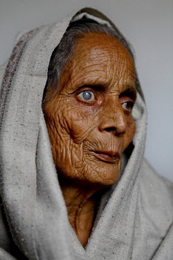 65 year old Shima Devi from India, awaiting cataract treatment at the GETA eye hospital.
