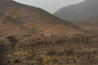 Egyptian soldiers patrol the Israel-Egypt border.