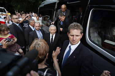 Presidential candidate Jaroslaw Kaczynski on his campaign trail in Bialystok.