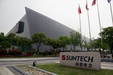 The sign and exterior of the Suntech headquarters, the world's largest producer of solar panels.