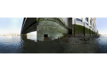 A 360 degree view of London Bridge from the north bank of the River Thames in the City of London.