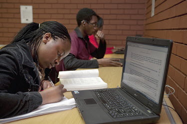 Ambele Muwamelo, a student from Tanzania, studying in the computer room at the African Leadership Academy (ALA). The ALA is a residential, educational institution that hand-picks its students from acr...