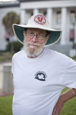 Tom Baxter, a 65 year old Vietnam veteran, who every Sunday and Thursday protests against the U.S.'s ongoing wars in front of Florida's state capital building in Tallahassee, Florida. He says: 'This i...