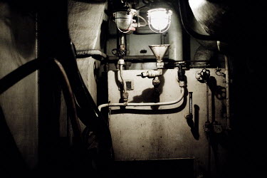 The machine and engine room on the Zaidan, one of the ships of the former Soviet fleet aground in Puerto de la Luz.After the fall of the Soviet Union in 1991, its enormous fleet of fishing ships and c...