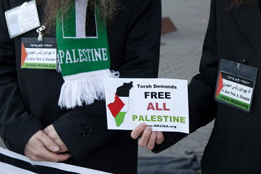 Orthodox Jews from the organisation Neturei Karta International gather near the United Nations in Manhattan to show their support for a resolution in the General Assembly to upgrade Palestine to a non...