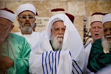 Samaritan priests gather during their annual Passover Sacrifice. Approximately 700 Samaritans live in Israel, mostly in Mount Gerizim in the West Bank and in Holon near Tel Aviv. They are believed to...