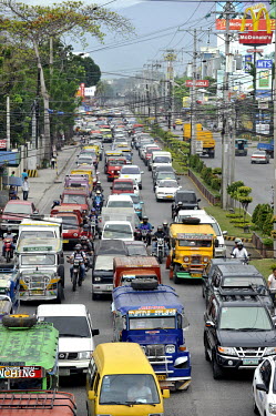 Traffic congestion along one of the city's main roads.