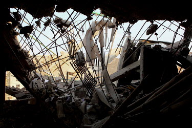 A view from inside the ruins of the collapsed Rana Plaza complex on the outskirts of Dhaka. The 8 storey Rana Plaza complex, which housed a number of garment factories employing over 3,000 workers, co...