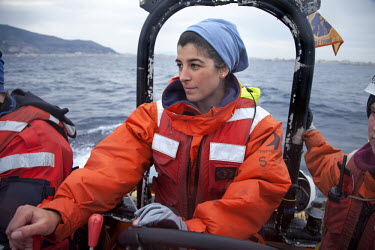 A Greenpeace volunteer from France, during boat training in Sicily.