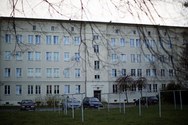 The front of Apartment Complex II in Pawlowallee. Founded in 1950 around a steel and given the name 'Stalinstadt' ('Stalin City') in 1953 in honour of the Soviet Leader Jospeh Stalin, Eisenhuettenstad...