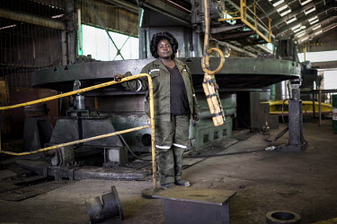 A female worker in the NFCA's (Non-Ferrous Company Africa) Chambishi copper mine's maintenance workshop. The NFCA, a Chinese company, owns and operates several mines and plants in the Copperbelt. The...