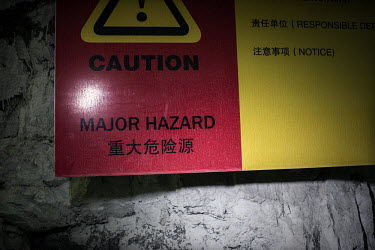 A safety sign in English and Chinese at the NFCA's (Non-Ferrous Company Africa) Chambishi copper mine. The NFCA, a Chinese company, owns and operates several mines and plants in the Copperbelt. The Ch...