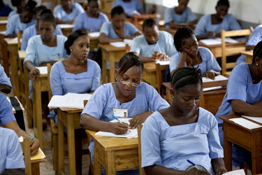 Students take classes at the Maternal Child Health Assistant School in Makeni. The school is supported by H4+ (made up of UNAIDS, UNFPA, UNICEF, UN Women, WHO, and the World Bank), which was formed to...