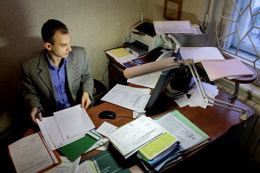Dmitry Musolin Ph.D. in his office at the St Petersburg State University. He is a gay activist and Associate Professor of the Department of Forest Protection and Game Management & Director of the Depa...