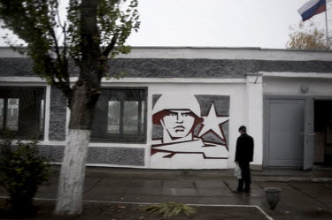 A mural of a soldier at a Russian military barracks in Tiraspol. Russian troops have remained in the region since the break-up of the Soviet Union ostensibly as peace-keepers following the civil war....