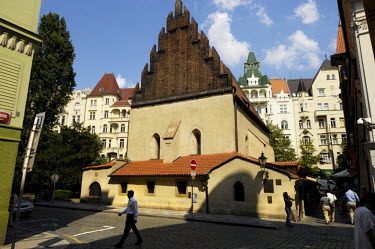 The Old-New Synagogue in Prague's former Jewish ghetto (Josefov). Completed in 1270 it is Europe's oldest functioning synagogue.