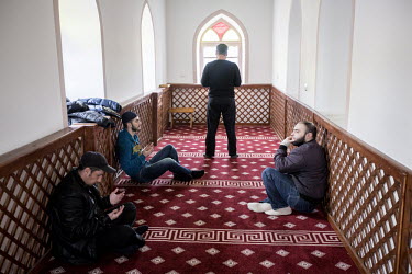 Crimean Tatar muslims at Friday prayer at the Kebir Jami mosque in Simferopol.  The Crimean Tatars are a muslim minority of approximately 250,000 people or 12 % of the population of Crimea. During the...