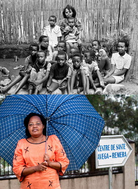 Dancille Mukandoli.1995: Dancille Mukandoli with 12 of the 15 children she cared for, on her meager civil servant's wages, after the 1994 genocide (four are hers, the rest orphaned relatives) 1. Girur...