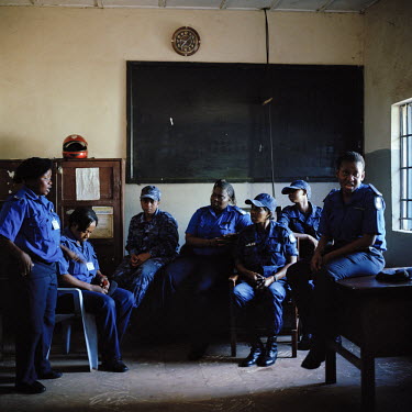 Women police officers gathered at the divisional headquarters and central police station.