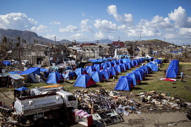 Tents housing displaced persons in Tacloban after Typhoon Haiyan swept through the Philippines. Typhoon Haiyan, or Yolanda as it is known in the Philippines, made landfall on 8 November 2013 and was o...