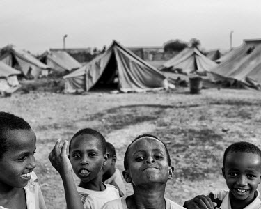 Children playing in Kharaz refugee camp. The camp holds roughly 15,000 mostly Somali migrants, half of whom are children. The United Nations Refugee Agency (UNHCR) has raised concerns over the record...
