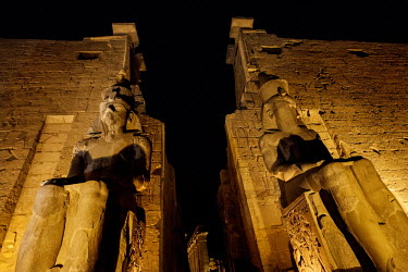 Luxor Temple illuminated at night.