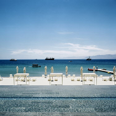 A view towards the Gulf of Aqaba and the Kempinski Hotel's private beach.