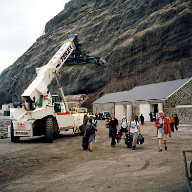 Passengers from the RMS St Helena shortly after arriving in St Helena.