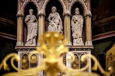 Religious sculptures at St. Vitus Cathedral.
