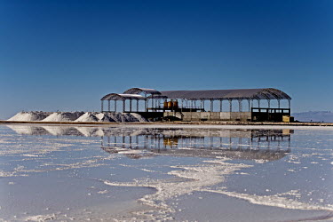 A hangar for processing potassium chloride, a valuable biproduct in the lithium extraction process. Bolivia's lithium extraction plant lies 14km inside the boundary of the world's biggest salt flat, S...