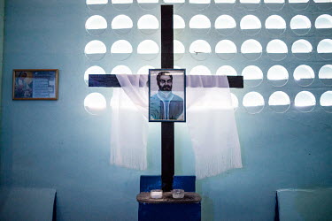 A small shrine inside the silence room where mediums prepare to evoke spirits for local patients at the Vale do Amanhecer (Valley of Dawn) community centre in Recife.The religious community of the Val...