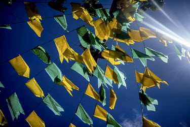 Brazilian flags fly in Ilheus.