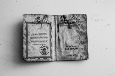 A Nigerian passport at the Migrant's Museum where activist Giacomo Sferlazzo displayed objects he found in the wrecks of migrant boats after they made the precarious sailing from the Libyan coast.