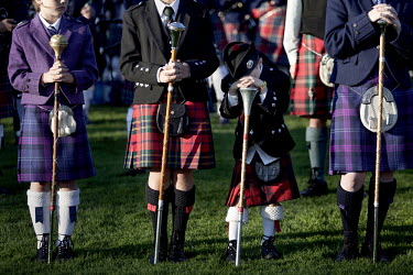 Young pipe majors await the final gathering of the pipes to offically close the Cowal gathering in Dunoon the largest highland games in Scotland. Every summer, a group of athletes, musicians and dance...