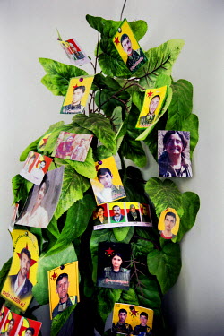 The tree of martyrs, a plant decorated with fighters who died in battles with the Islamic State and Jabhat al-Nusra. the People's Protection Units (or YPG by their Kurdish acronym) are predominantly K...