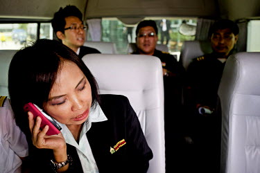 Customs officials at work in Bangkok's Suvarnabhumi Airport.