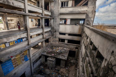 An basement area used as a rubbish dump by people living in the former Grand Hotel building. In 2010 these were cleared by a team of international volunteers, but their use as a rubbish dump began aga...