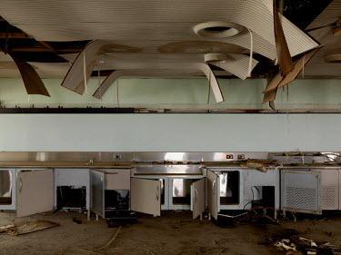 A kitchen in a terminal at the disused international airport. It opened in 1968 and has been deserted since the Turkish invasion of 1974. It now sits in the Buffer Zone that separates Greek Southern a...