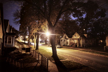 A seemingly quiet street in the, Englewood. Although it looks tranquil, Englewood is known as one of the most dangerous areas in the South Side.