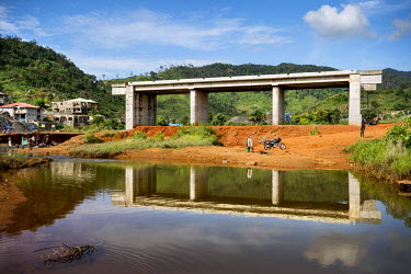 A bridge whose construction has been halted. The Ebola crisis has caused construction companies, many of whom are foreign, to postpone work on major infrastructure projects and send their internationa...