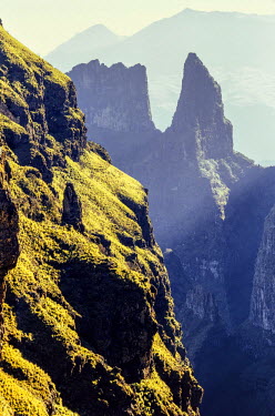 The Simien Mountains National Park, home to a number of endangered species. The park includes Ras Dashan (4533 m), Ethiopia's hightest point and a world heritage site.